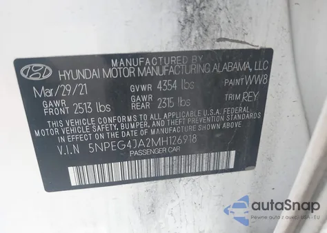 2021 Hyundai Sonata Se из США, поврежденный, VIN 5NPEG4JA2MH126918